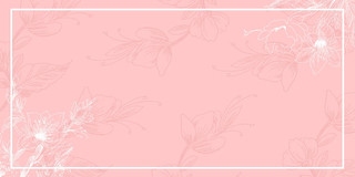 粉色小清新线性花卉边框展板背景